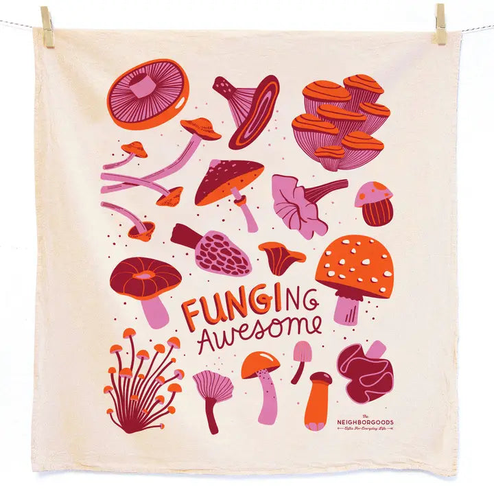 Towel Field Day Set of 2 Flour Sack (Poppies, Mushroom)