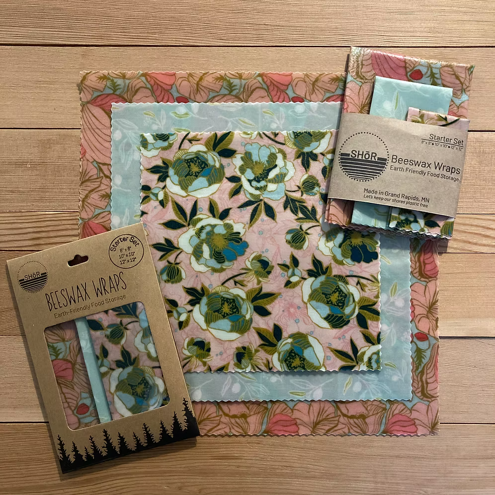 Beeswax Wraps Starter Set Shor Made in MN 3 Piece Assorted