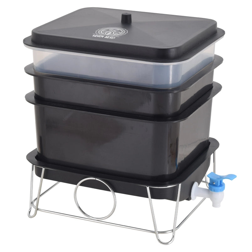 Worm Bin 4 Tray Black Small Worm Nerd