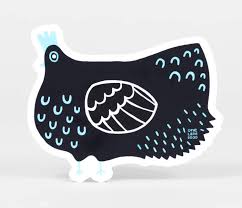 Sticker Chicken Black/Blue 3.75' x 4.5'