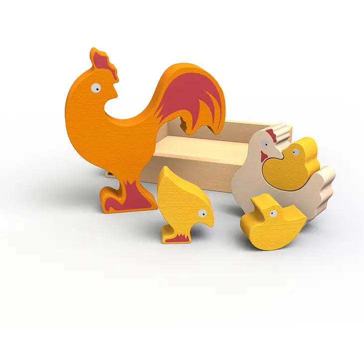 Puzzle Chicken Family Wood