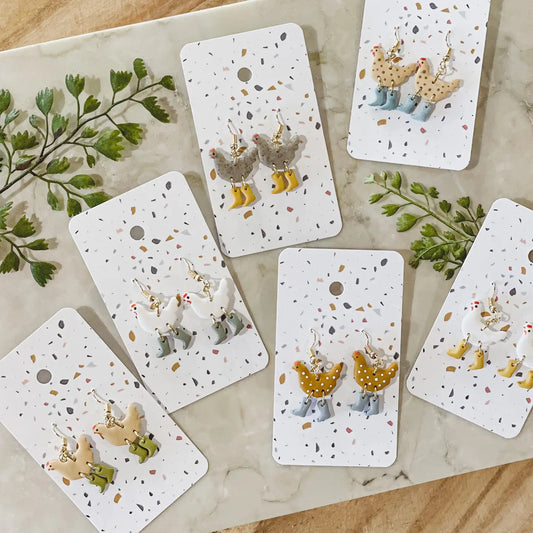 Earrings Chickens with Boots